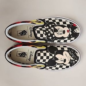 Youth Size 4 Disney Vans with Mickey and Minnie, Checks and Flames Never Worn